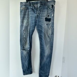 Diesel Blue Slim Distressed Jeans